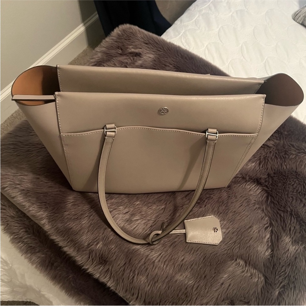 Tory Burch Taupe Leather Tote - Picture 5 of 6